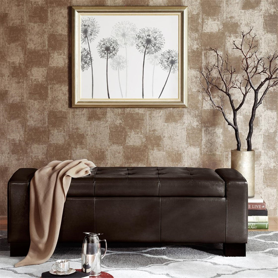 Madison Park Mirage Tufted Top Storage Bench - Brown