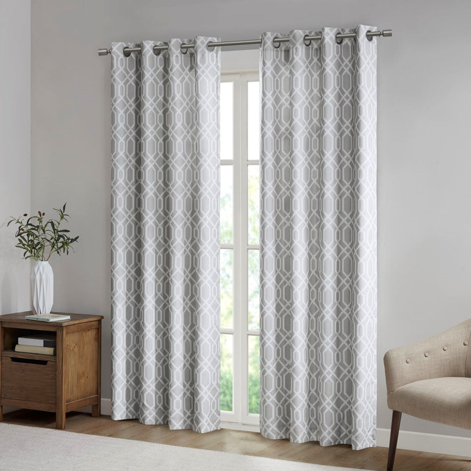 Albina Printed Ogee Texture Blackout Grommet Top Curtain Panel - Grey - 84" Panel