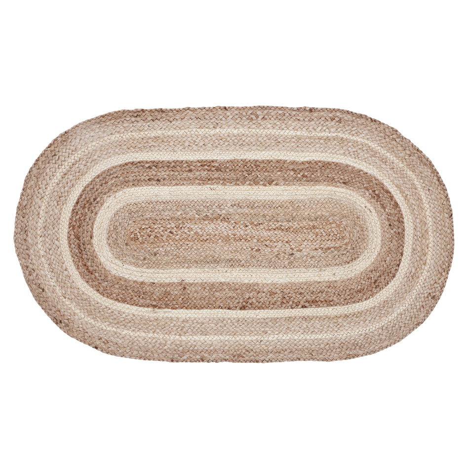 April & Olive Natural & Creme Jute Rug Oval w/ Pad 27x48 By VHC Brands
