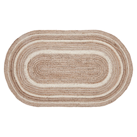 April & Olive Natural & Creme Jute Rug Oval w/ Pad 48x72 By VHC Brands