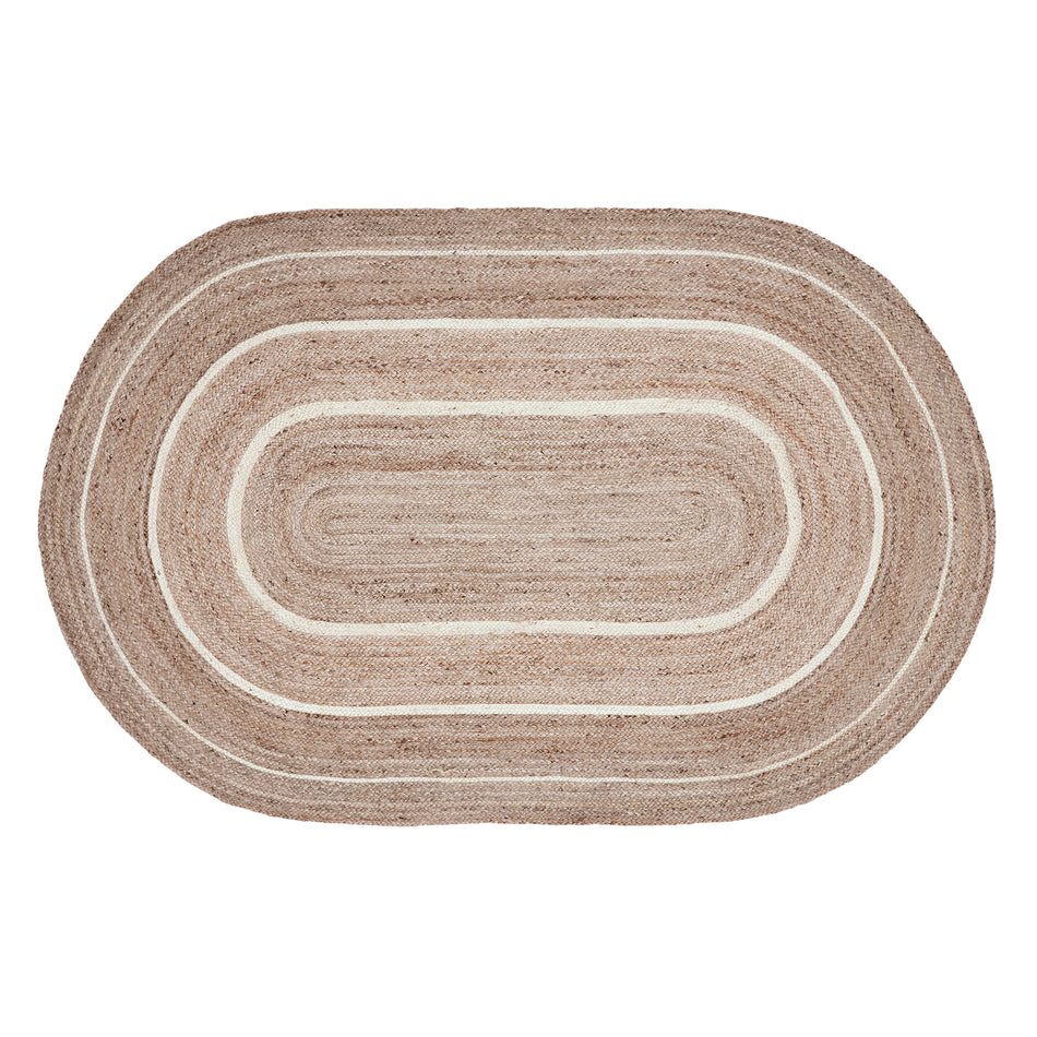 April & Olive Natural & Creme Jute Rug Oval w/ Pad 60x96 By VHC Brands