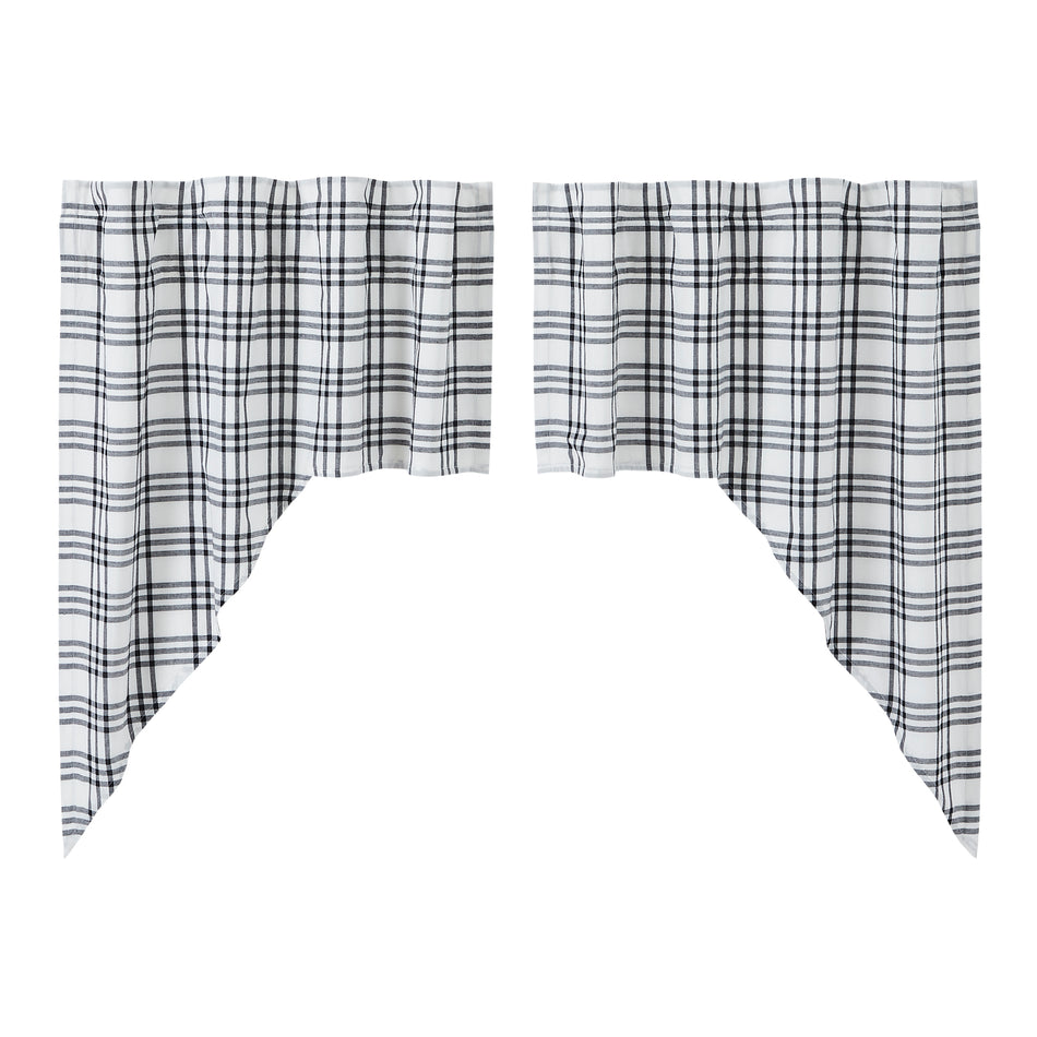 April & Olive Sawyer Mill Black Plaid Swag Set of 2 36x36x16 By VHC Brands