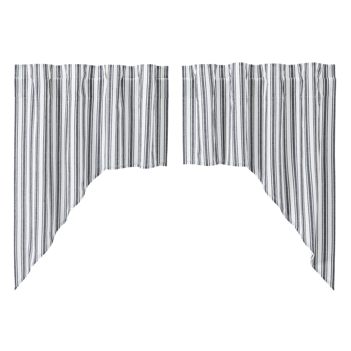April & Olive Sawyer Mill Black Ticking Stripe Swag Set of 2 36x36x16 By VHC Brands