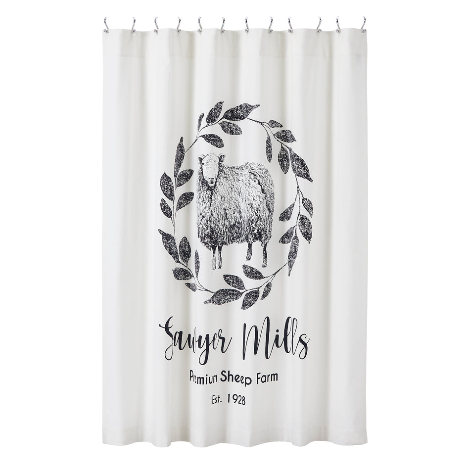 April & Olive Sawyer Mill Black Sheep Shower Curtain 72x72 By VHC Brands