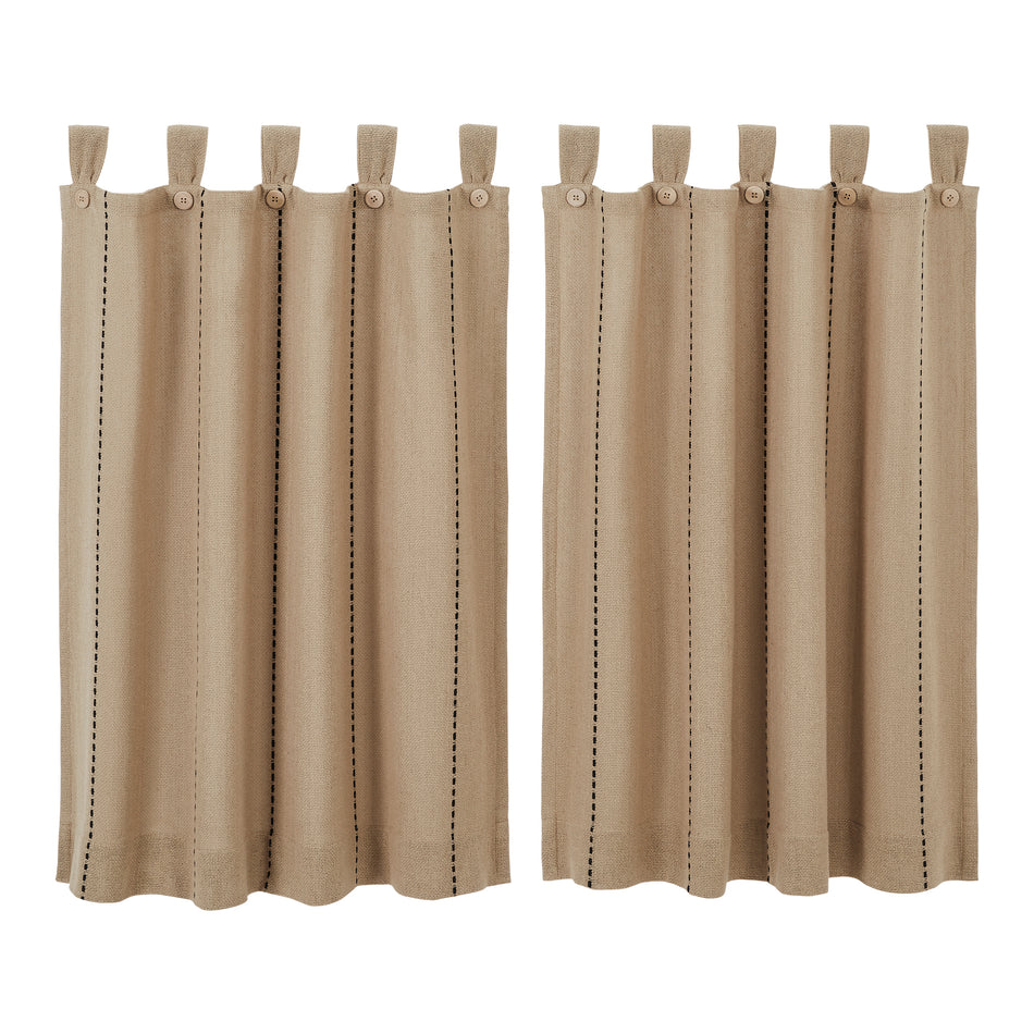 April & Olive Stitched Burlap Natural Tier Set of 2 L36xW36 By VHC Brands