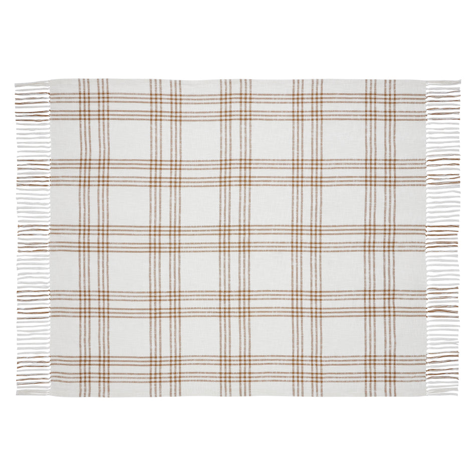 April & Olive Wheat Plaid Woven Throw 60x50 By VHC Brands