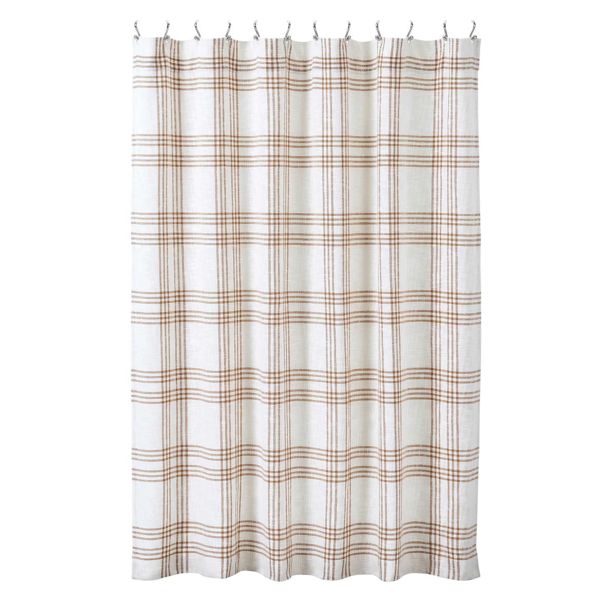 April & Olive Wheat Plaid Shower Curtain 72x72 By VHC Brands
