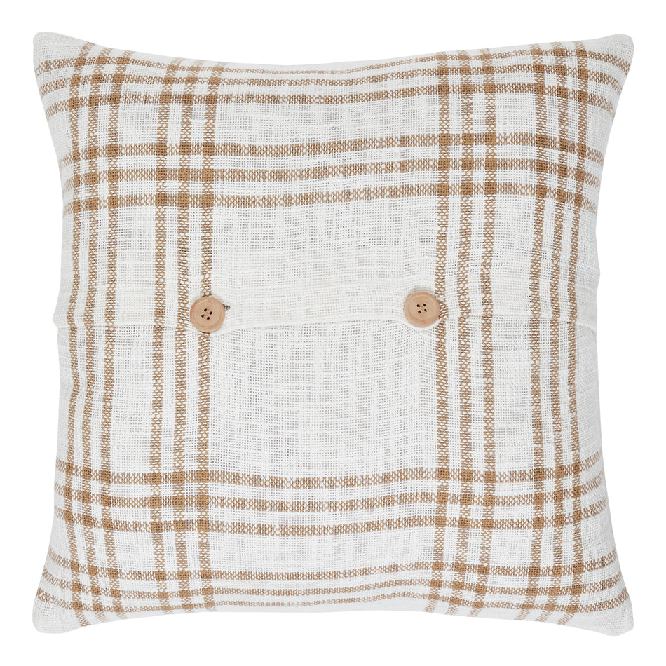 April & Olive Wheat Plaid Give Thanks Pillow 18x18 By VHC Brands