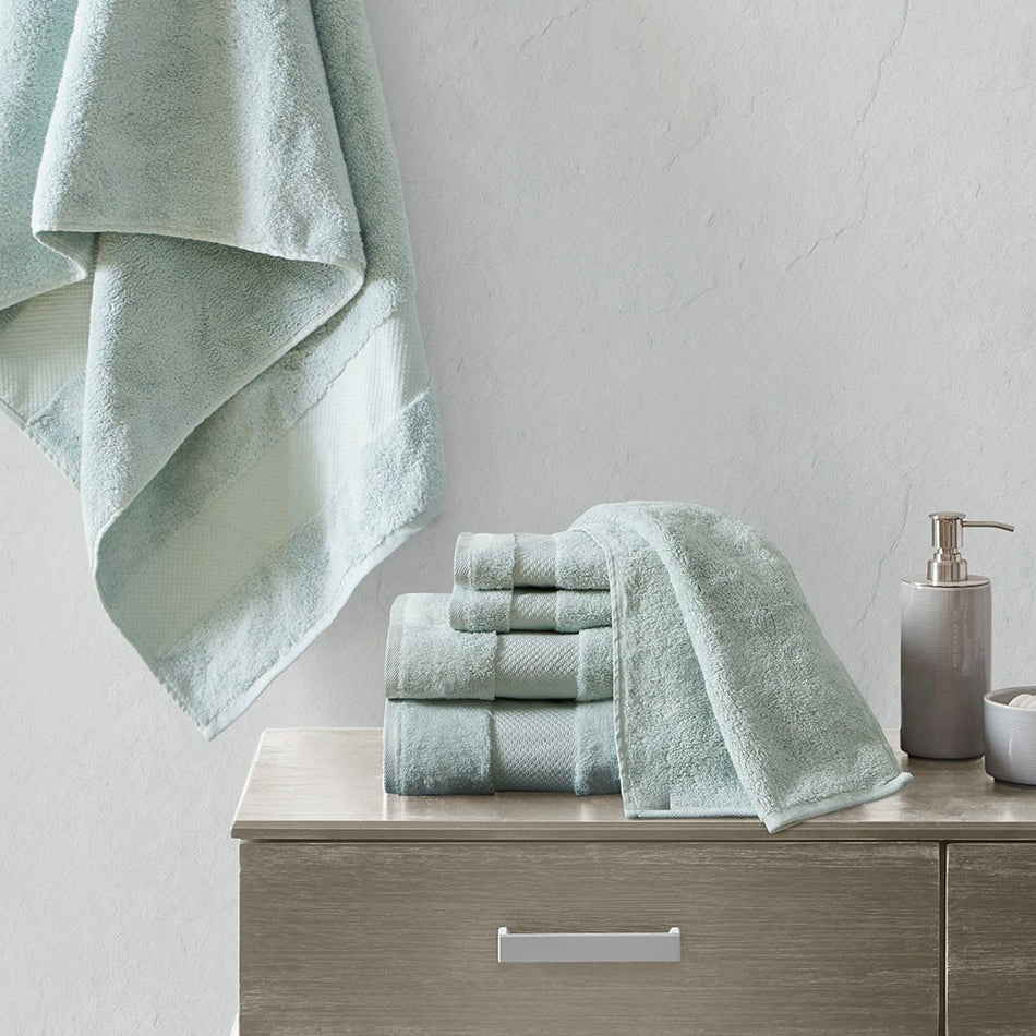 Madison Park Signature Turkish Cotton 6 Piece Bath Towel Set - Seafoam
