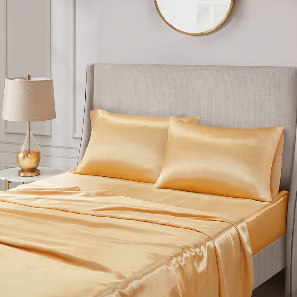 Satin Luxury 2 PC Pillowcases - Gold - King Size