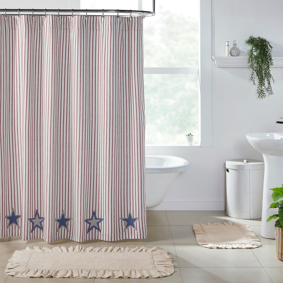April & Olive Celebration Applique Star Shower Curtain 72x72 By VHC Brands