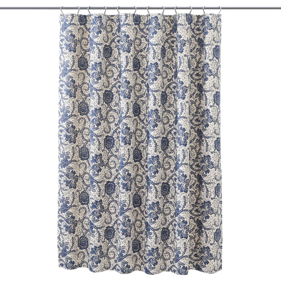 April & Olive Dorset Navy Floral Shower Curtain 72x72 By VHC Brands