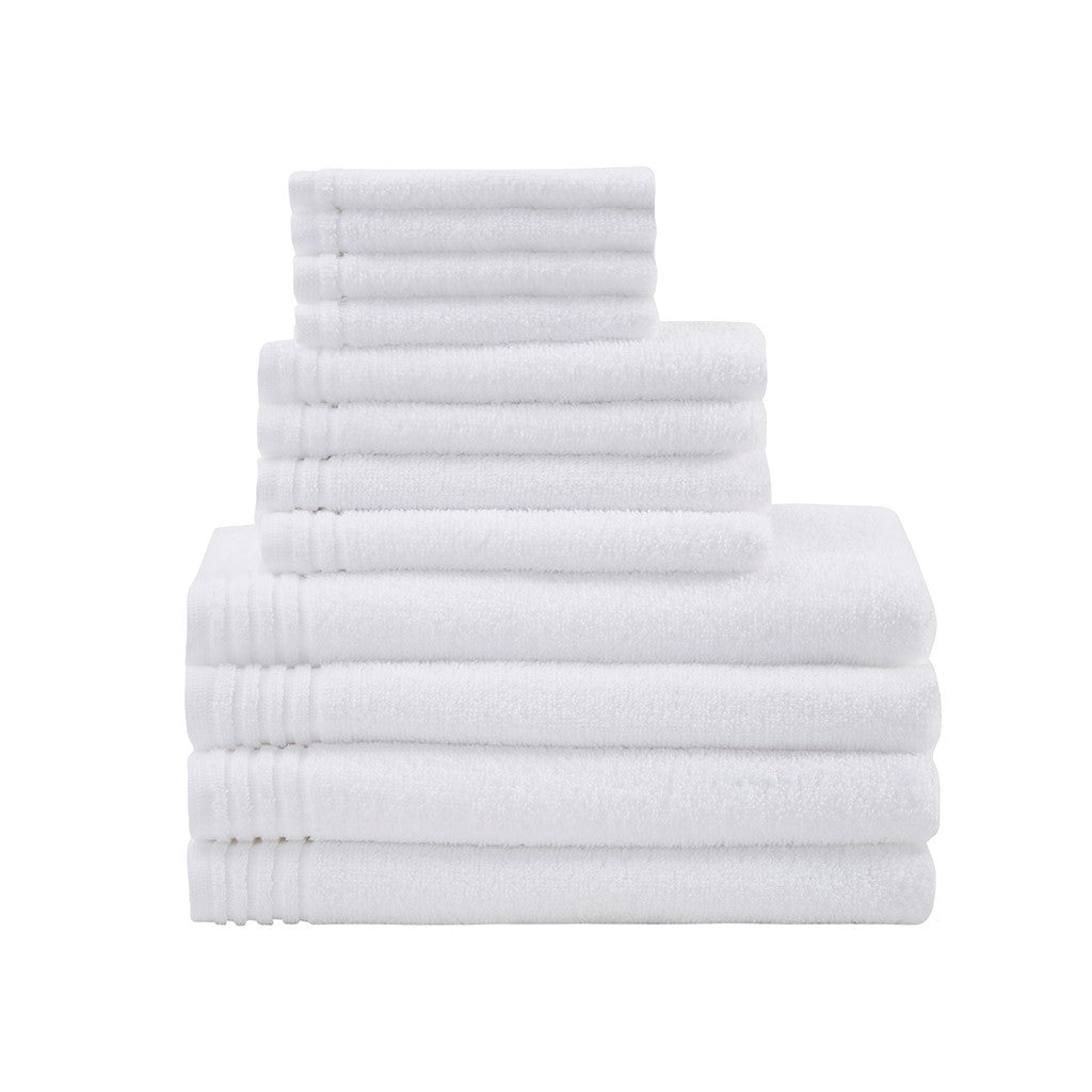 Madison Park - Breeze Jacquard Wavy Border Zero Twist Cotton Towel Set - Charcoal