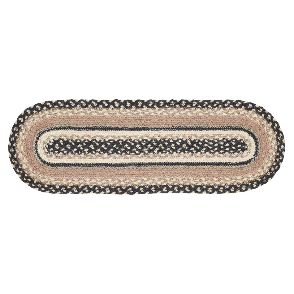 April & Olive Sawyer Mill Charcoal Creme Jute Oval Runner 8x24 By VHC Brands