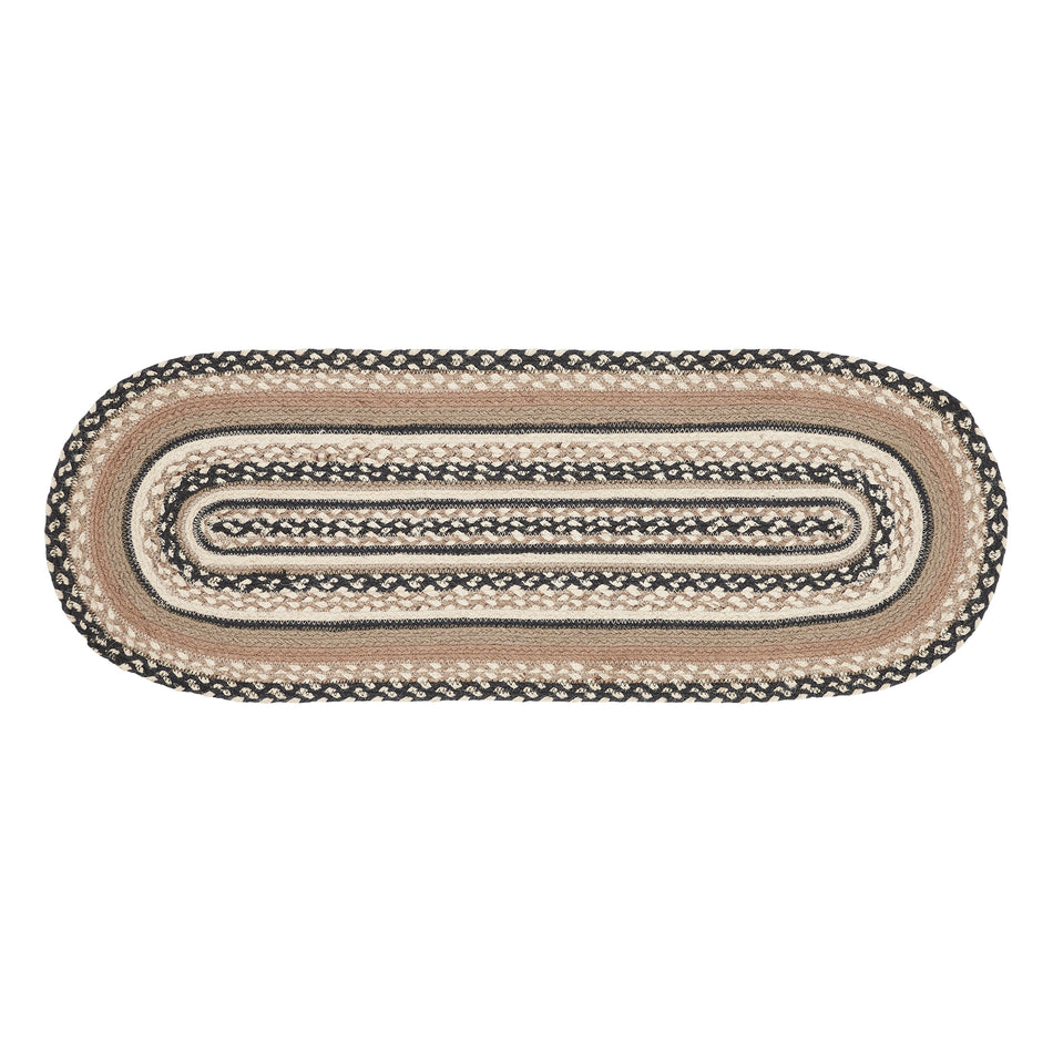 April & Olive Sawyer Mill Charcoal Creme Jute Oval Runner 13x36 By VHC Brands