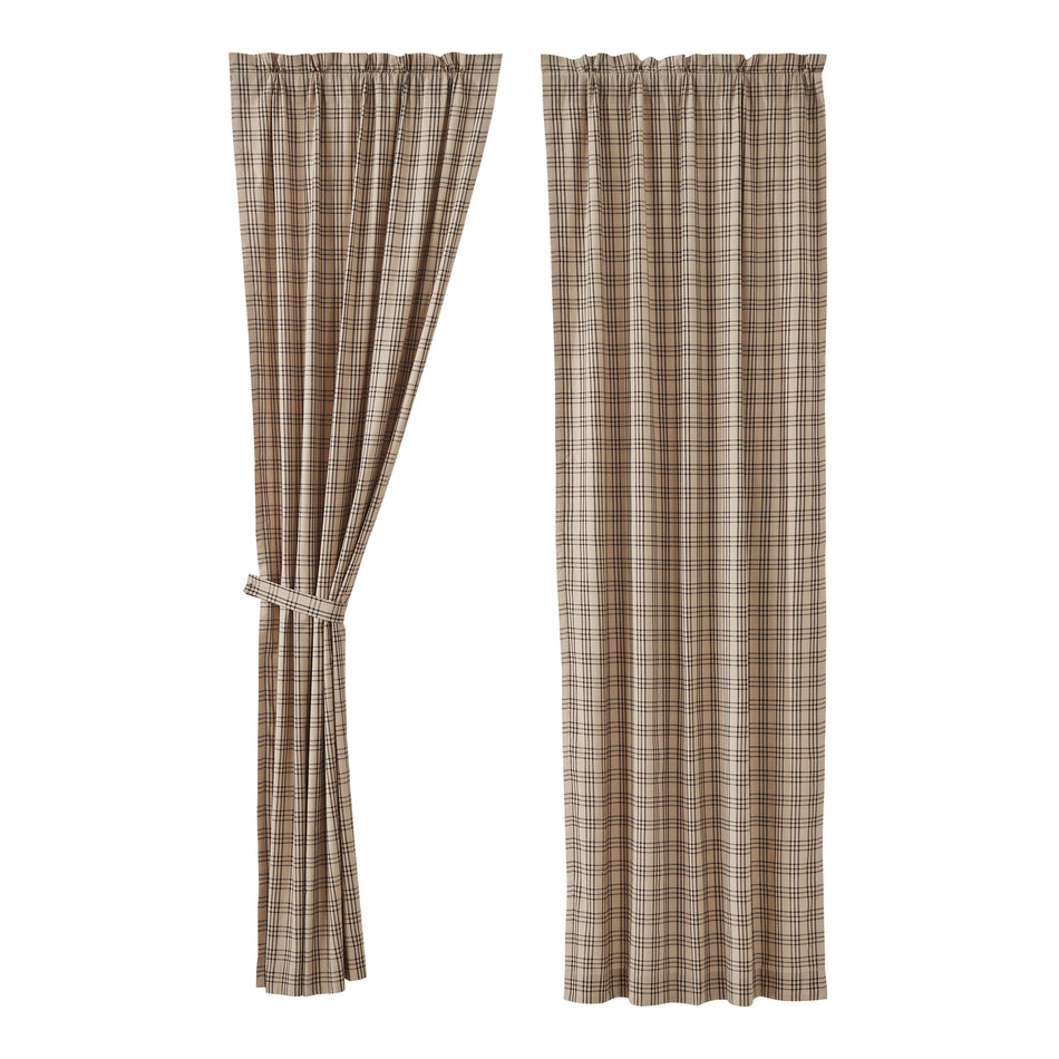 April & Olive Sawyer Mill Charcoal Plaid Panel Set of 2 96x40 By VHC Brands