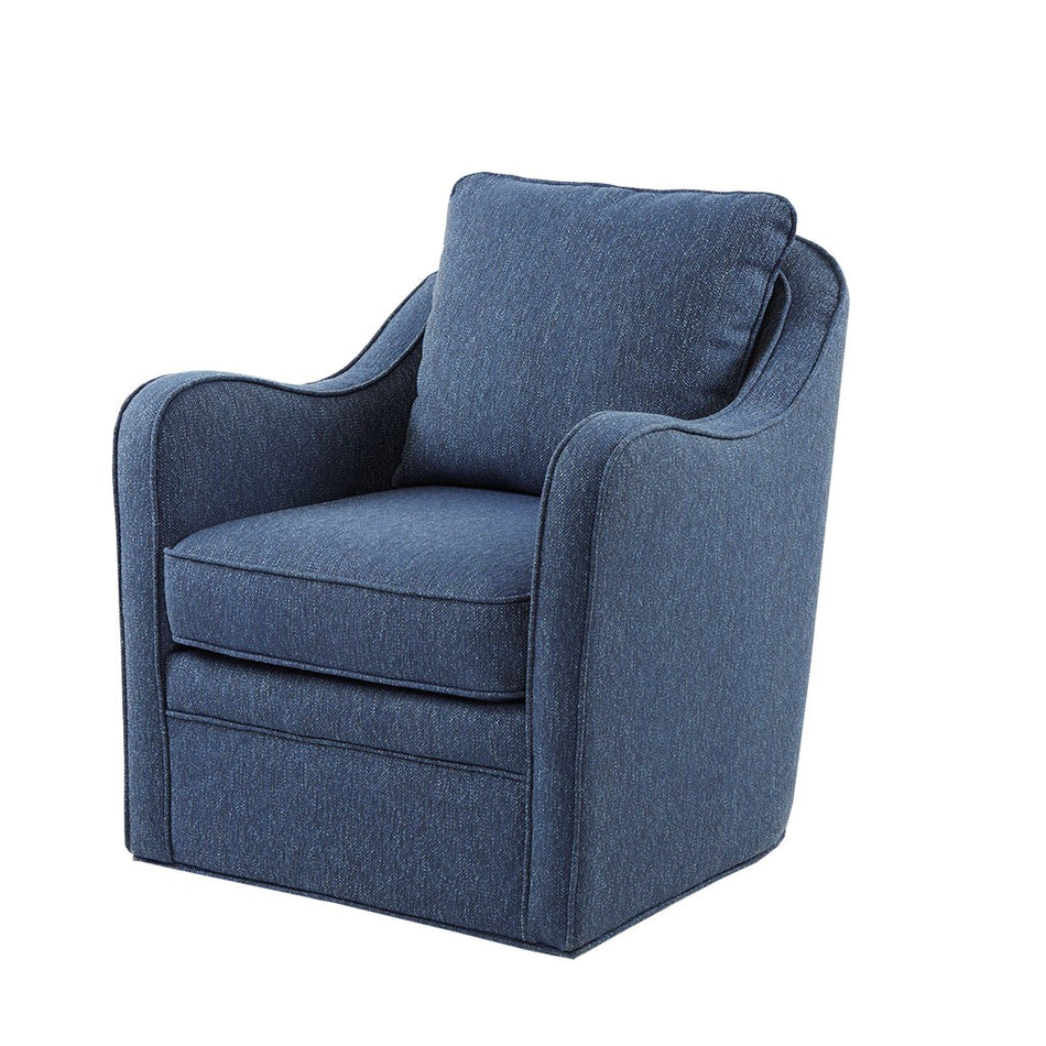 Brianne Wide Seat Swivel Arm Chair - Navy