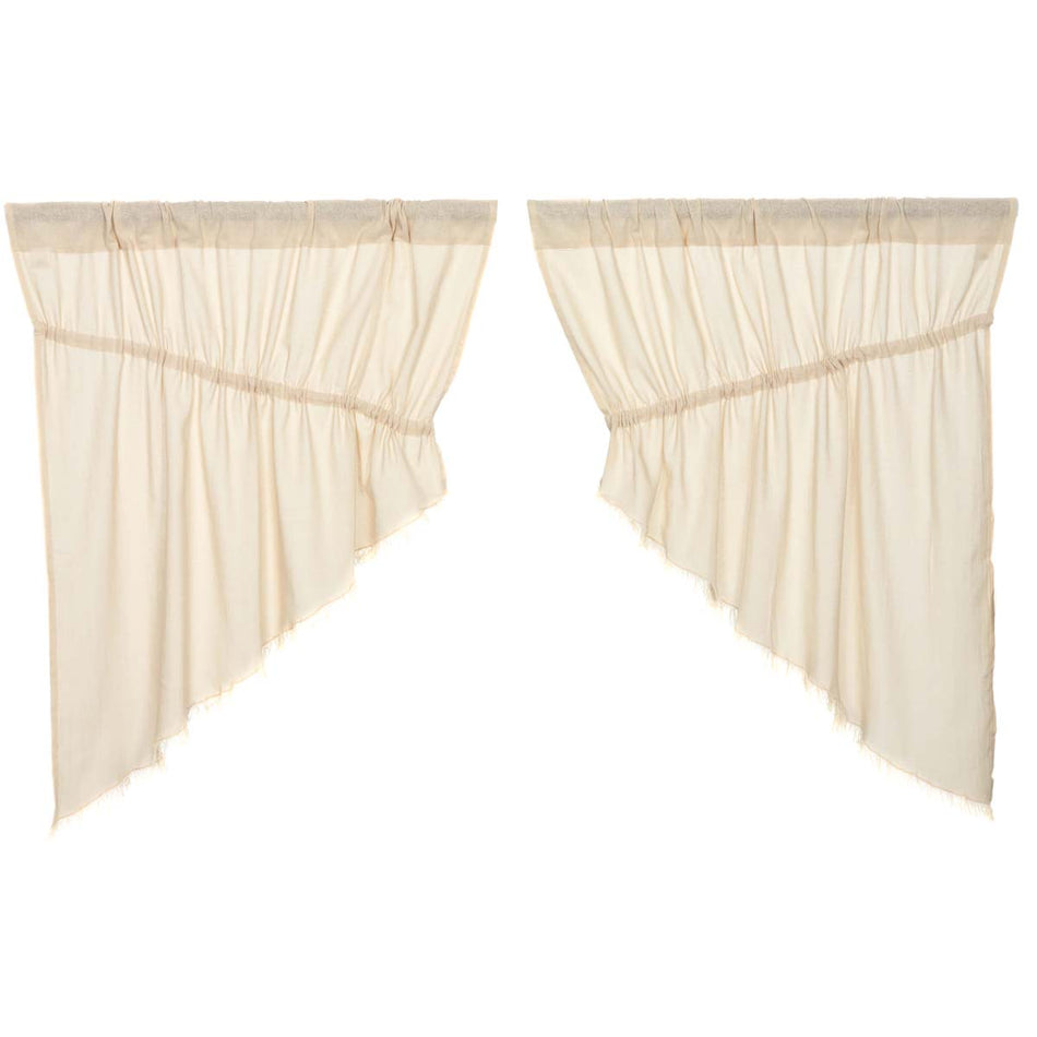 April & Olive Tobacco Cloth Natural Prairie Swag Fringed Set of 2 36x36x18 By VHC Brands