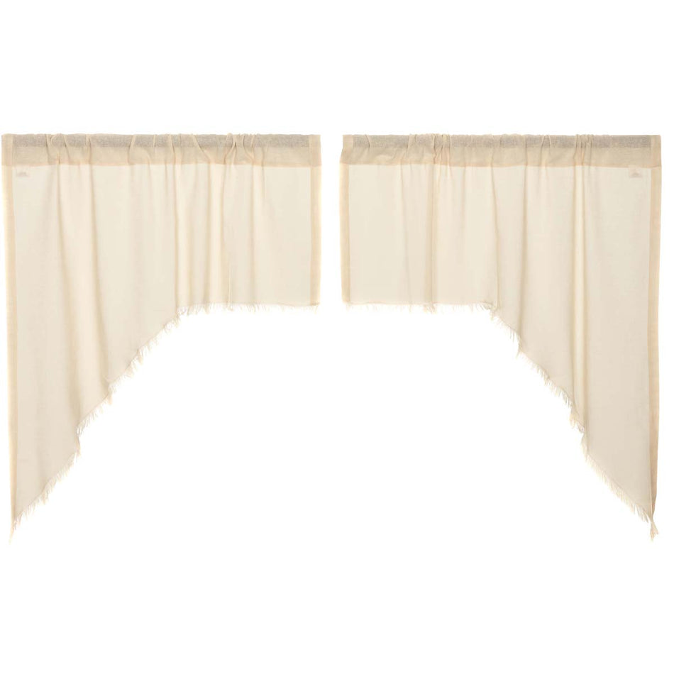 April & Olive Tobacco Cloth Natural Swag Fringed Set of 2 36x36x16 By VHC Brands