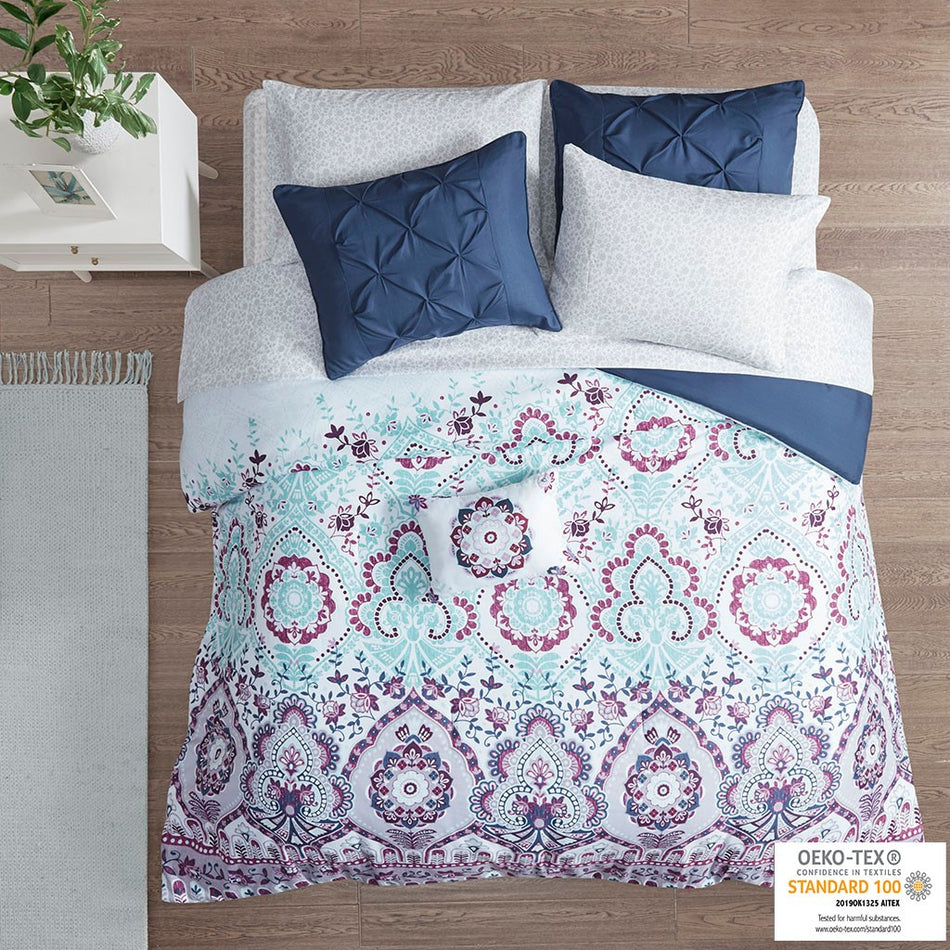 Intelligent Design Vinnie Boho Comforter Set with Bed Sheets - Purple - Twin Size