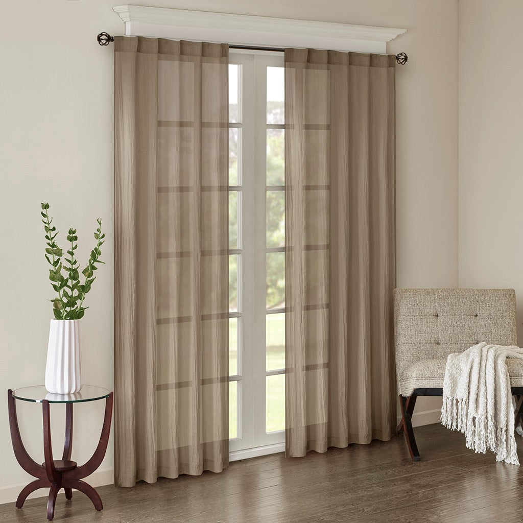 Madison Park Harper Solid Crushed Window Panel Pair - Taupe - 42x95"