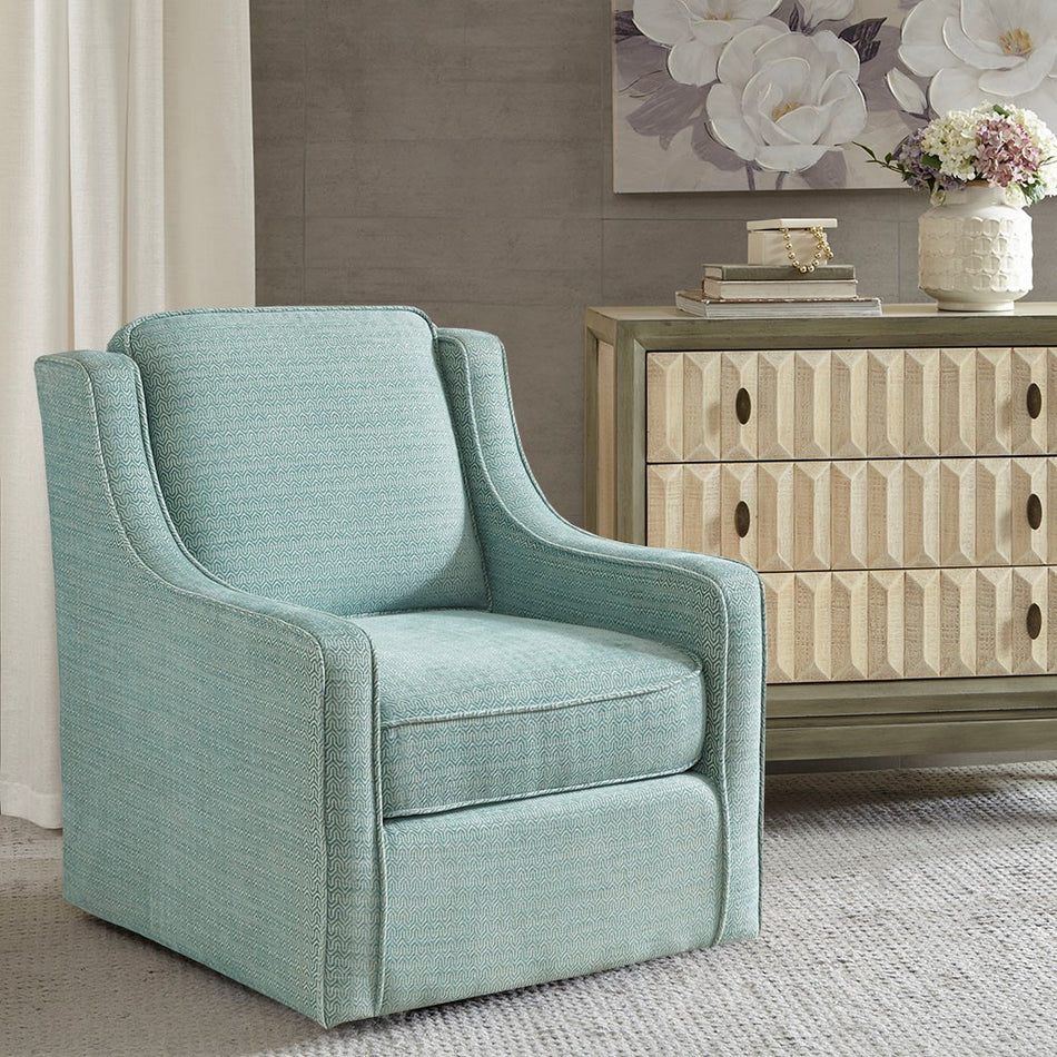 Madison Park Harris Chenille Swivel Chair - Dusty Aqua