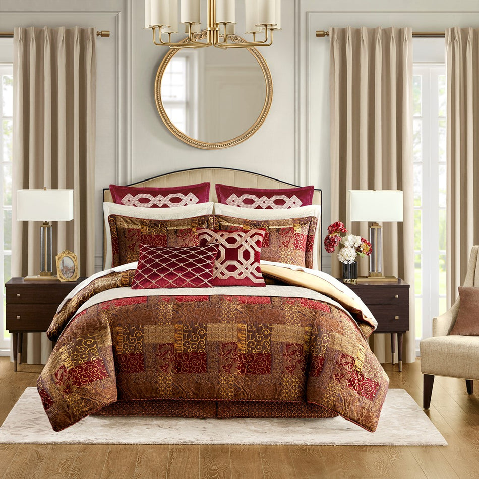 Croscill Classics Galleria 4 Piece Red Comforter Set - Red  - King Size Shop Online & Save - ExpressHomeDirect.com