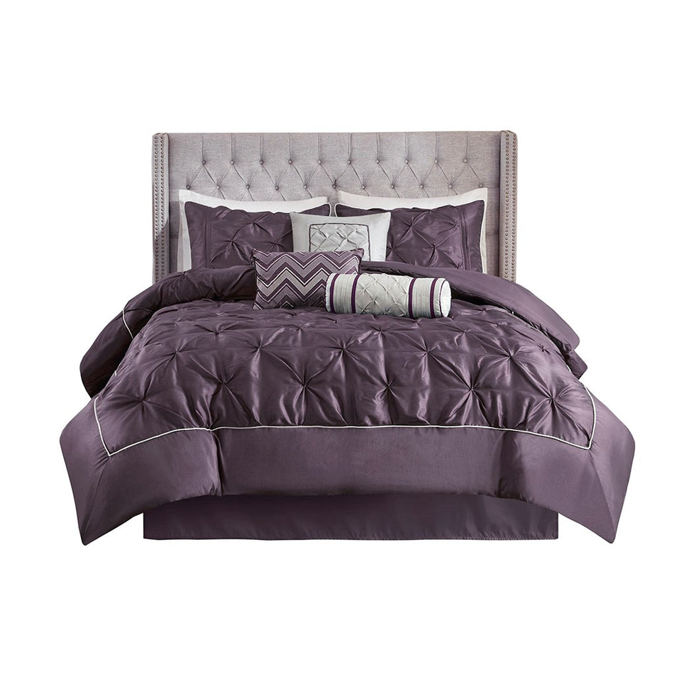 Laurel 7 Piece Tufted Comforter Set - Plum - Full Size