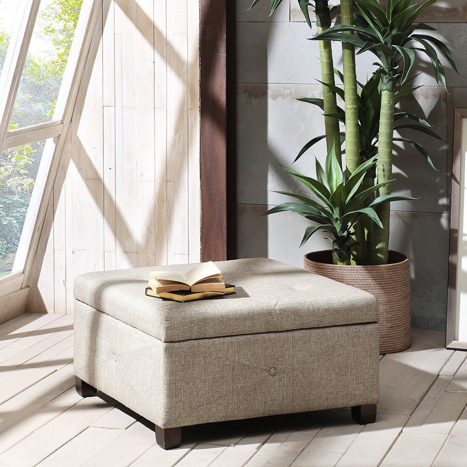 Madison Park Aspen Soft Close Storage Ottoman - Sand