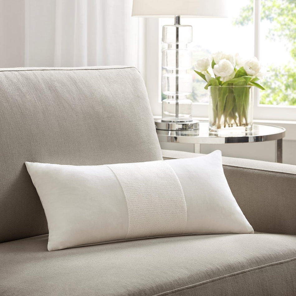 Croscill Home Canova Oblong Decor Pillow - White  - 12x24" Shop Online & Save - ExpressHomeDirect.com