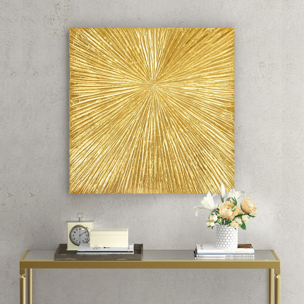 Madison Park Signature Sunburst 100% Hand Painted Dimensional Resin Wall Decor - Gold