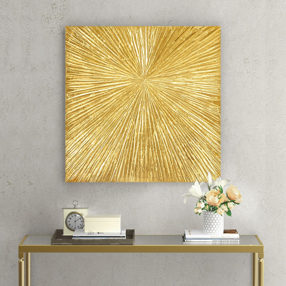 Madison Park Signature Sunburst 100% Hand Painted Dimensional Resin Wall Decor - Gold