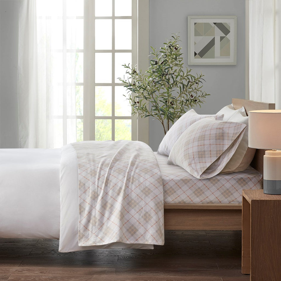 True North by Sleep Philosophy Cozy Cotton Flannel Printed Sheet Set - Pink Plaid  - Full Size Shop Online & Save - ExpressHomeDirect.com