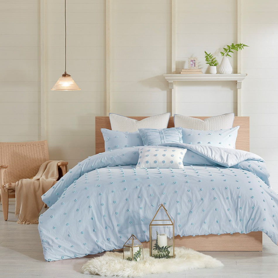 Brooklyn Cotton Jacquard Comforter Set - Blue - Twin Size / Twin XL Size