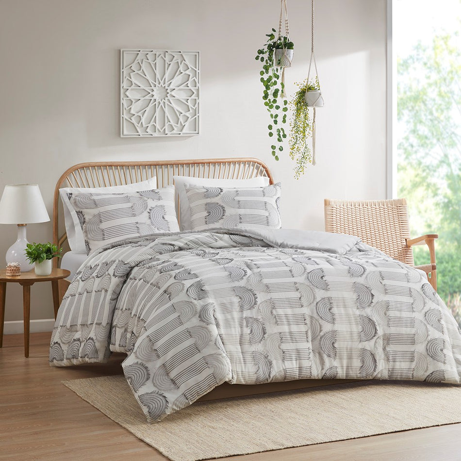 Intelligent Design Astoria Clip Jacquard Comforter Set
 - Grey - Twin/Twin XL - ID10-2162