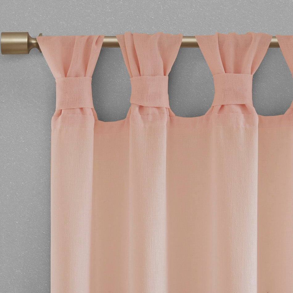 Rosette Floral Embellished Cuff Tab Top Solid Window Panel - Blush - 50x84"