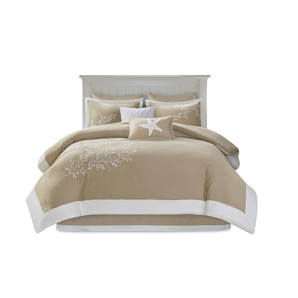 Coastline 6 Piece Comforter Set - Khaki - Queen Size