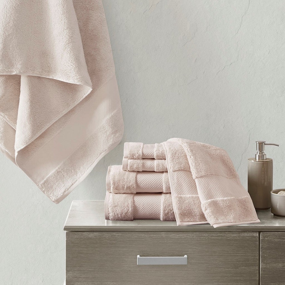Madison Park Signature Turkish Cotton 6 Piece Bath Towel Set - Blush