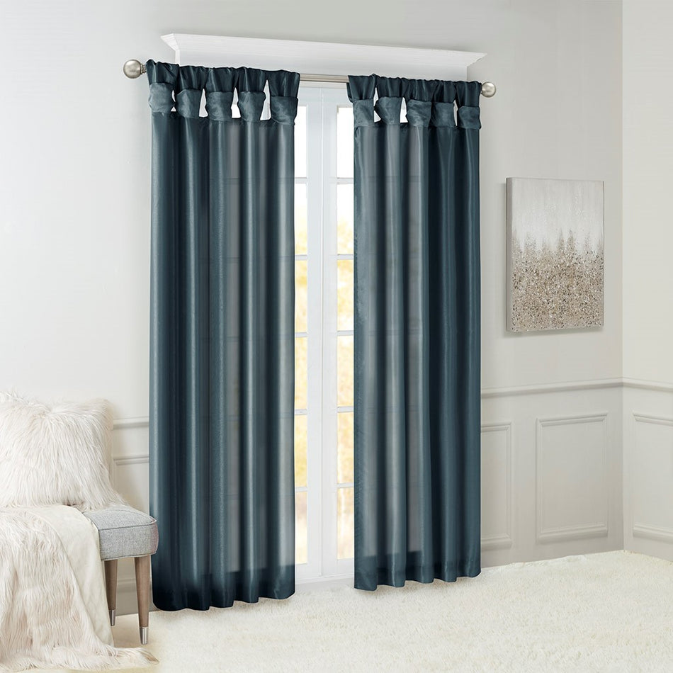 Emilia Twist Tab Lined Window Curtain - Teal - 50x84"