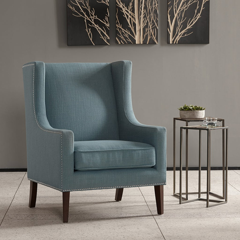 Madison Park Barton Wing Chair - Blue