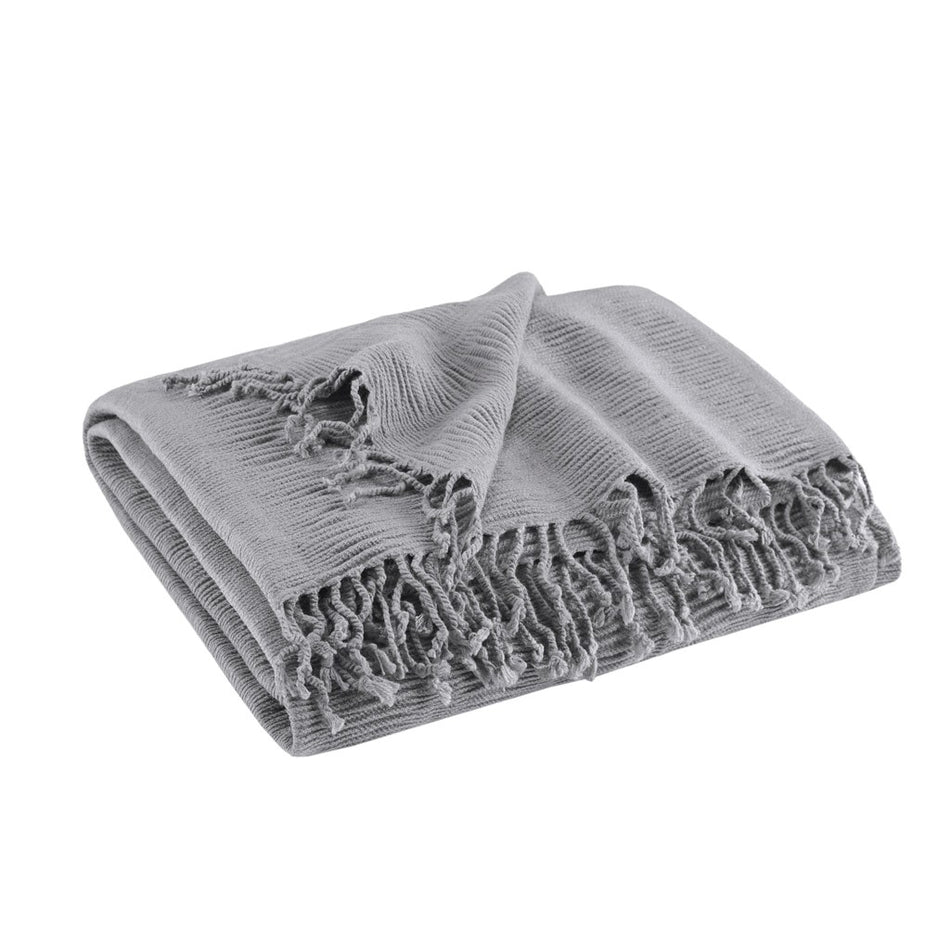 INK+IVY Reeve Ruched Throw - Grey - 50x60"