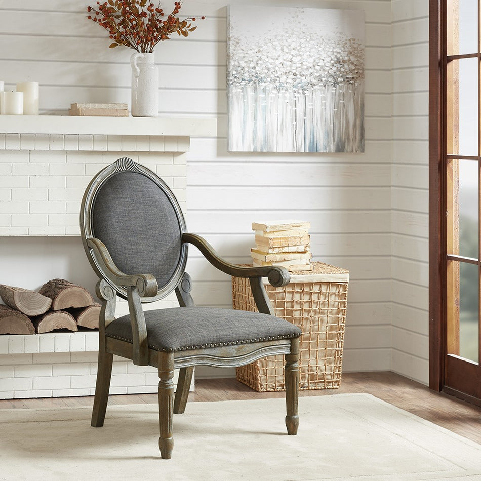Madison Park Brentwood Exposed Wood Arm Chair - Grey