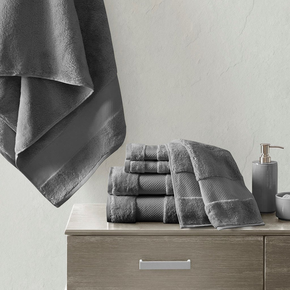 Madison Park Signature Turkish Cotton 6 Piece Bath Towel Set - Charcoal
