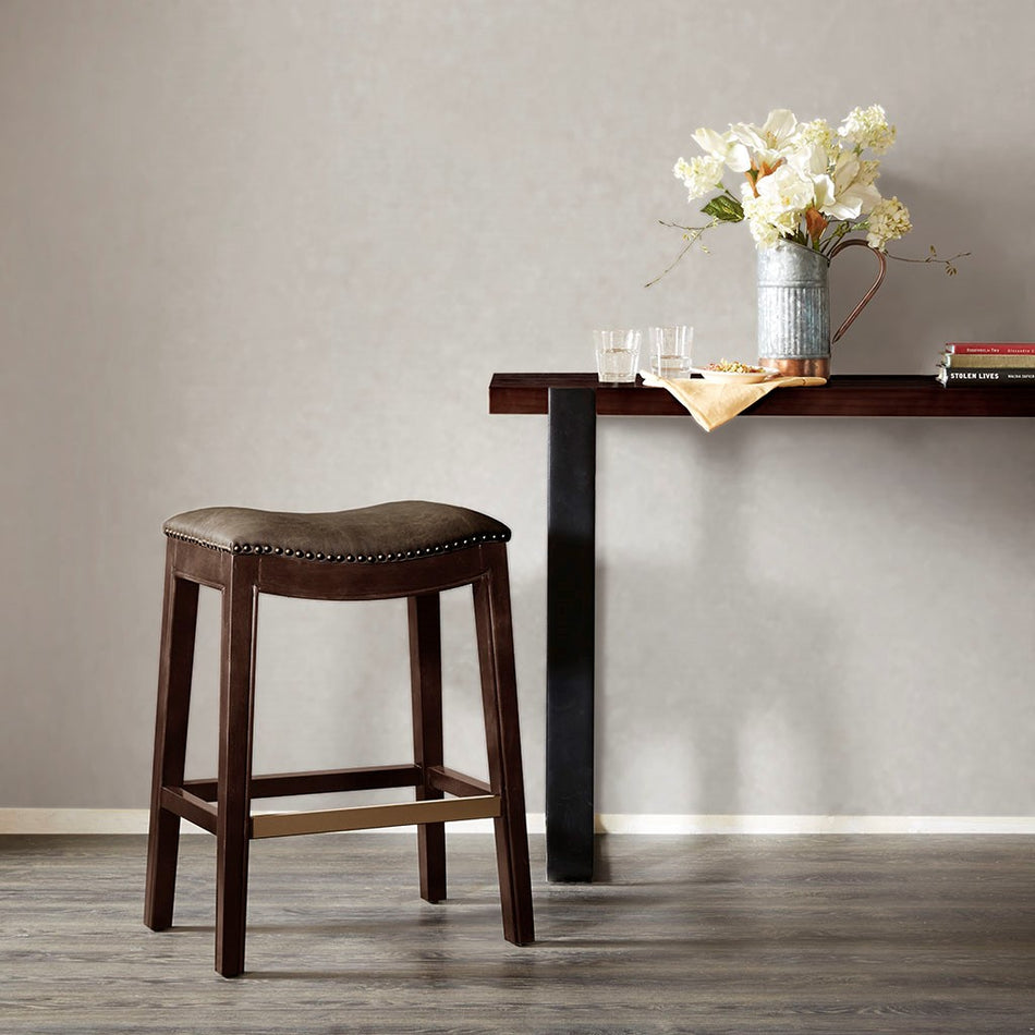 Madison Park Belfast Saddle Counter Stool - Mushroom