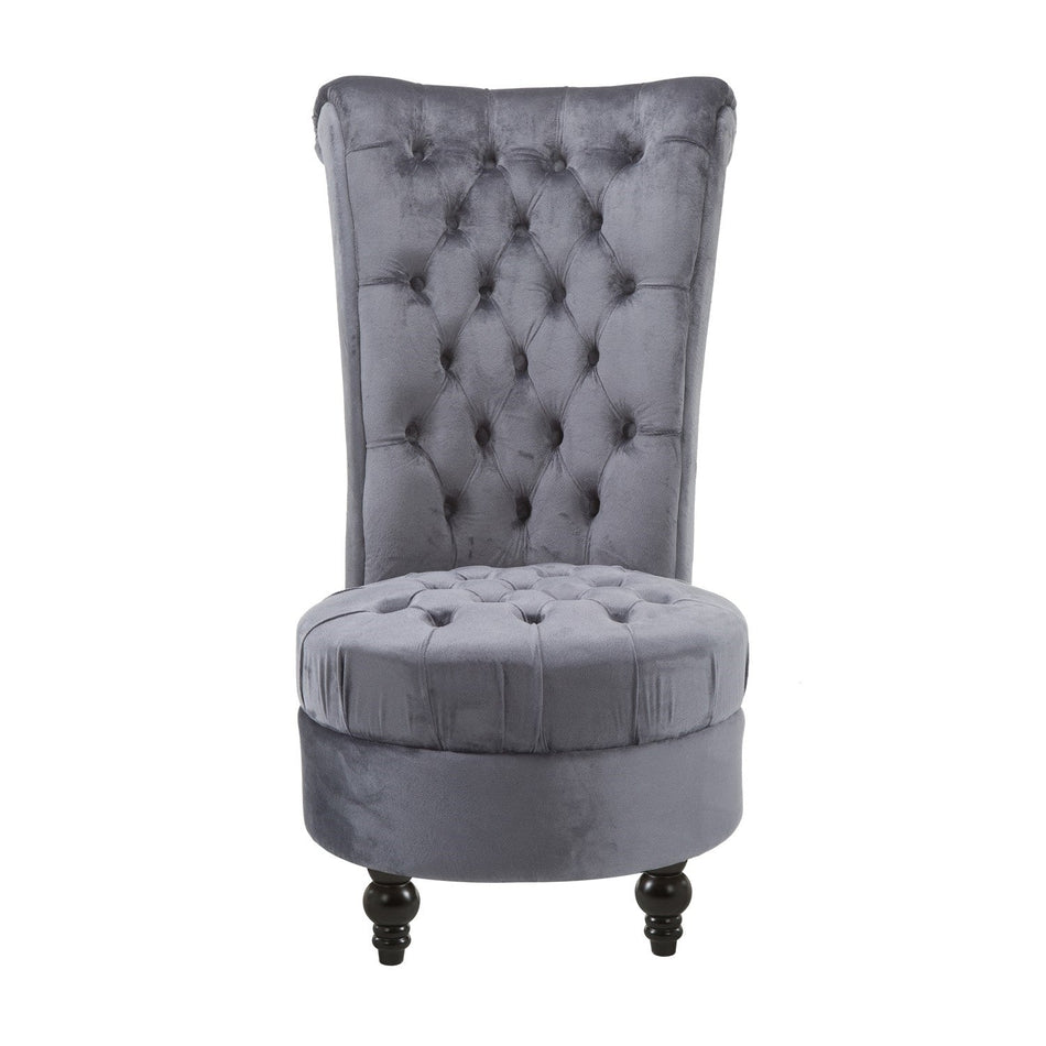 Gray Tufted High Back Plush Velvet Upholstered Accent Low Profile Chair