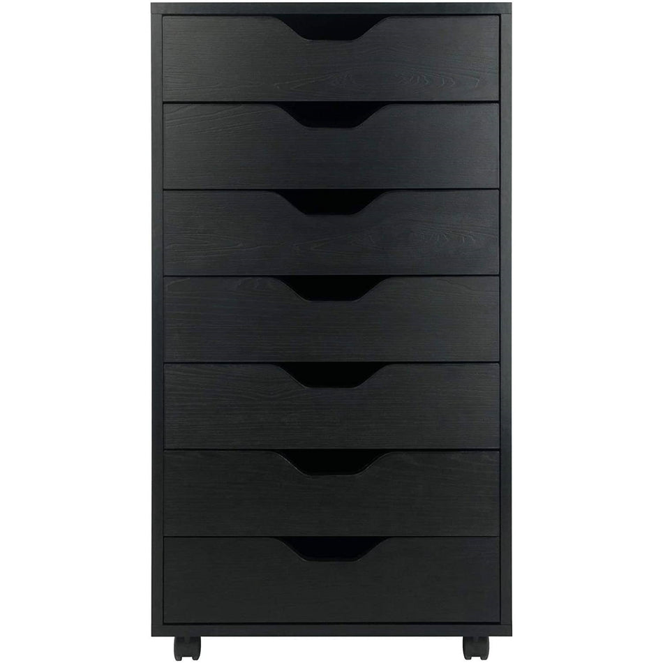 Modern Scandinavian Style 7-Drawer Storage Cabinet Chest in Black Finish