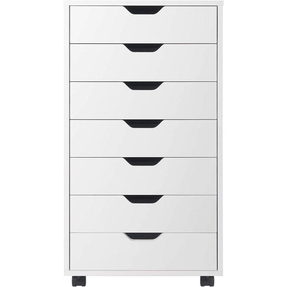 Modern Scandinavian Style 7-Drawer Storage Cabinet Chest in White Finish
