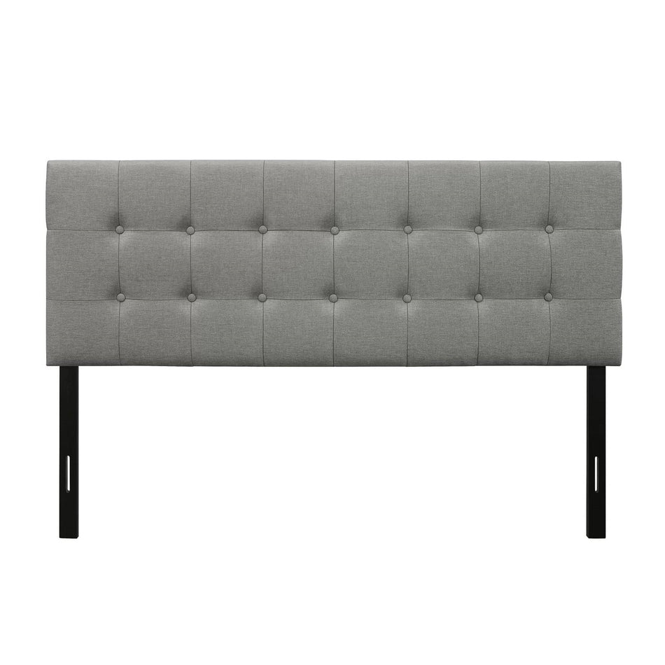 Queen Modern Classic Style Button-Tufted Headboard in Grey Upholstered Fabric
