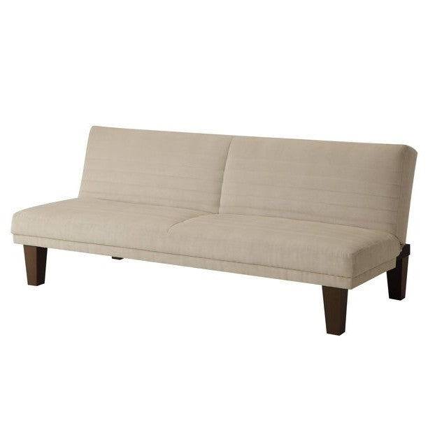 Tan Modern Upholstered Microfiber Adjustable Futon Sleeper Sofa