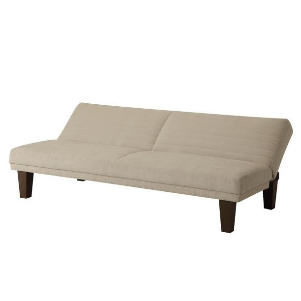 Tan Modern Upholstered Microfiber Adjustable Futon Sleeper Sofa